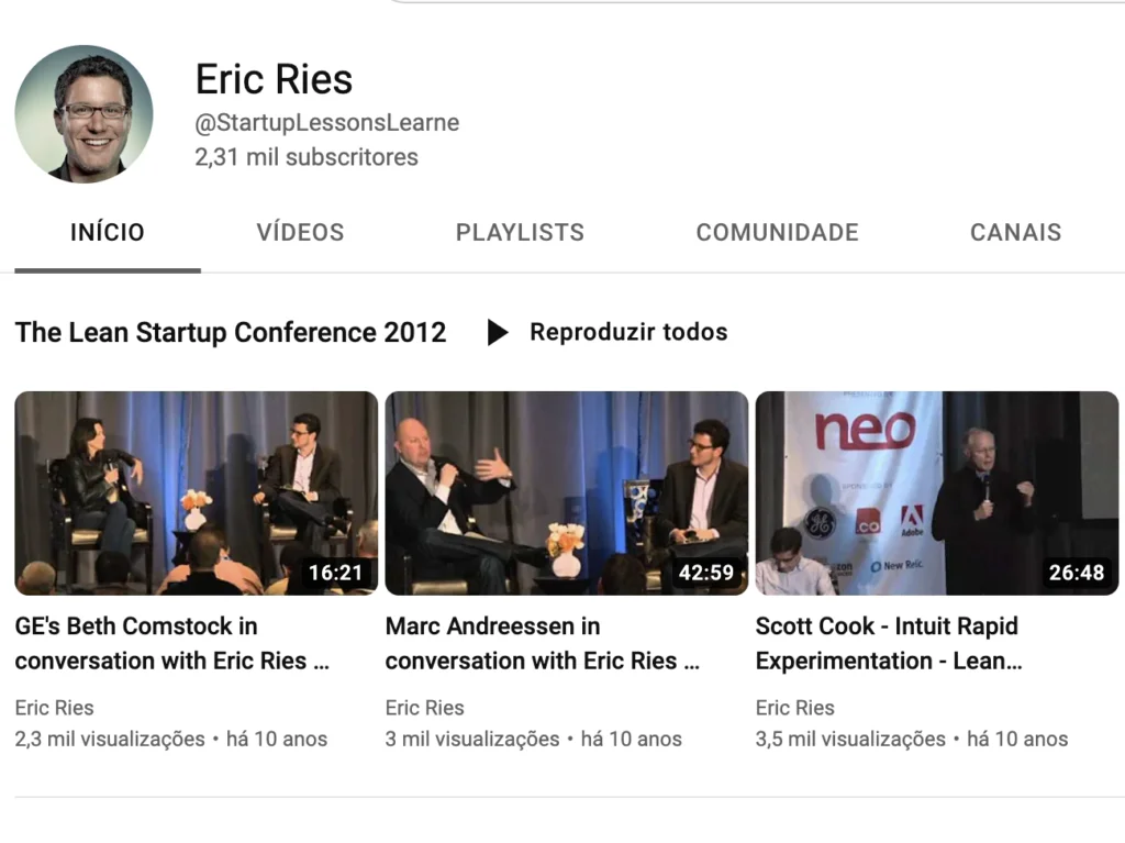 Eric Ries Youtube Channel
