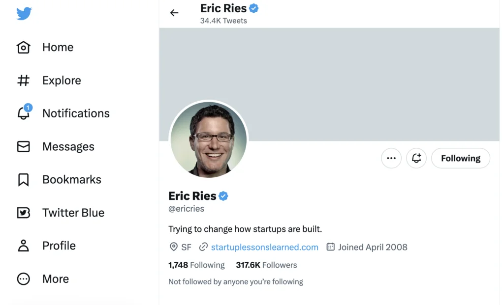 Eric Ries Twitter Profile