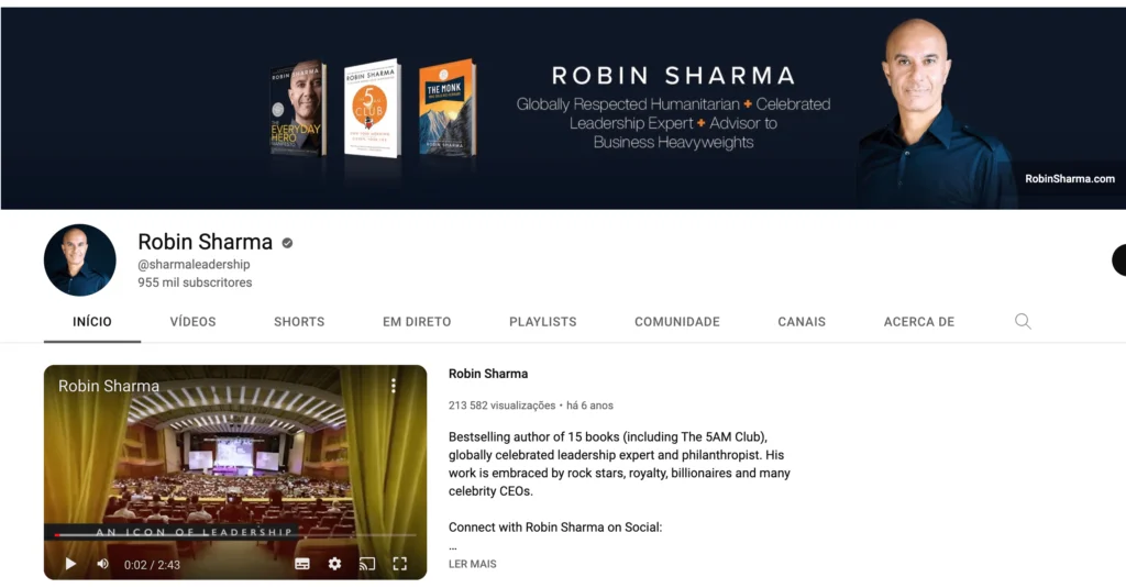 Robin Sharma Youtube Channel