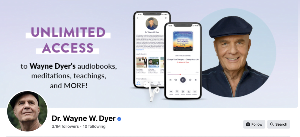 Dr. Wayne W. Dyer Facebook Profile 2023