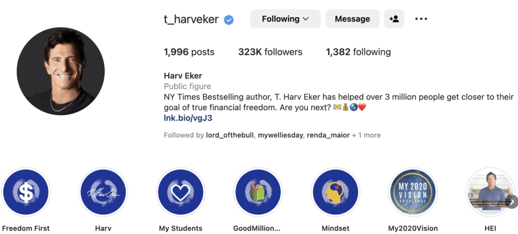 T. Harv Eker Instagram Profile 2023