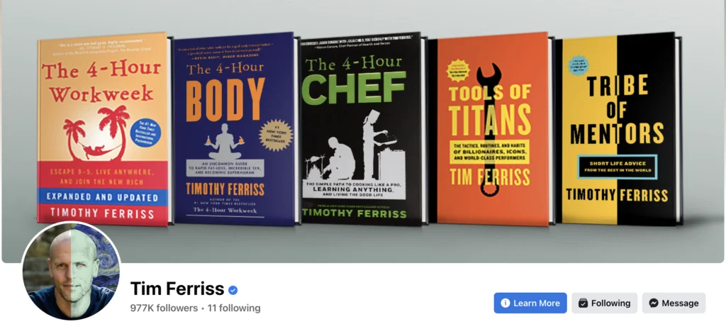 Tim Ferriss Facebook Profile 2023