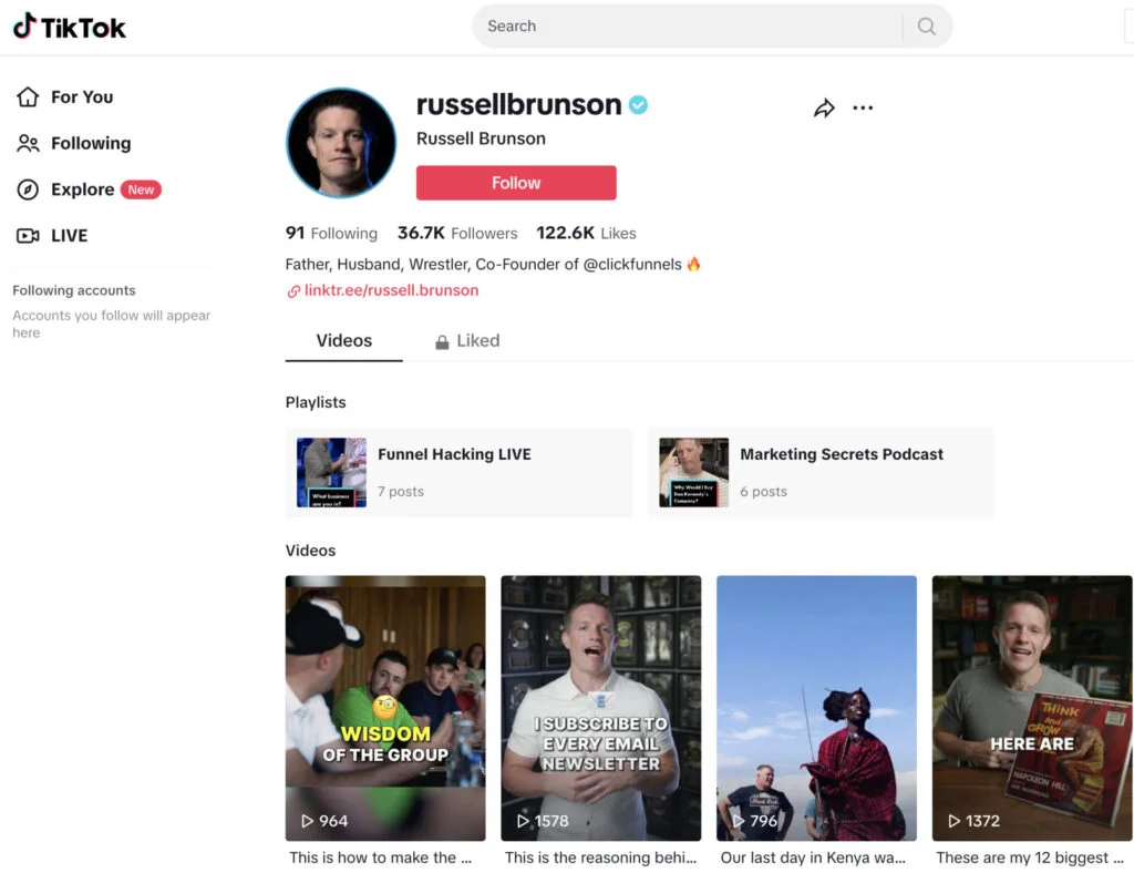 Russell Brunson on TikTok